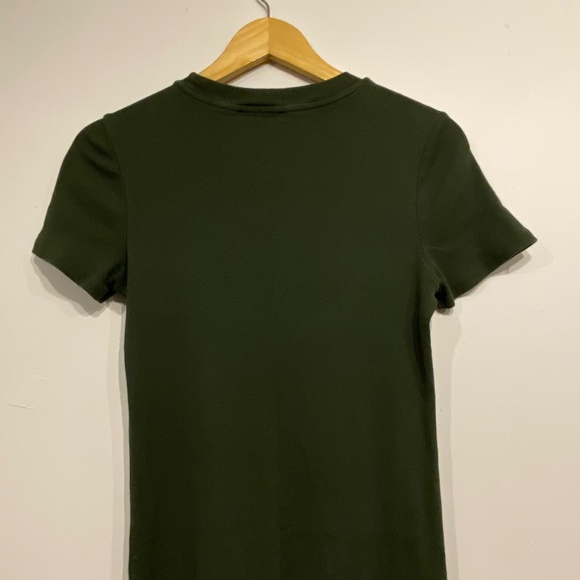 Zara Dark Green Ribbed Crew Neck Bodycon Midi Dress Size Large - Picture 3 of 4